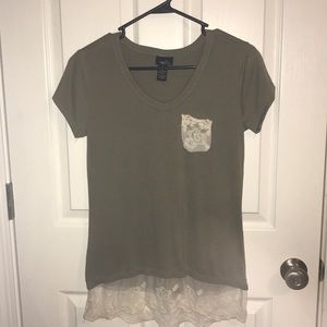 Rue 21 olive green and lace top